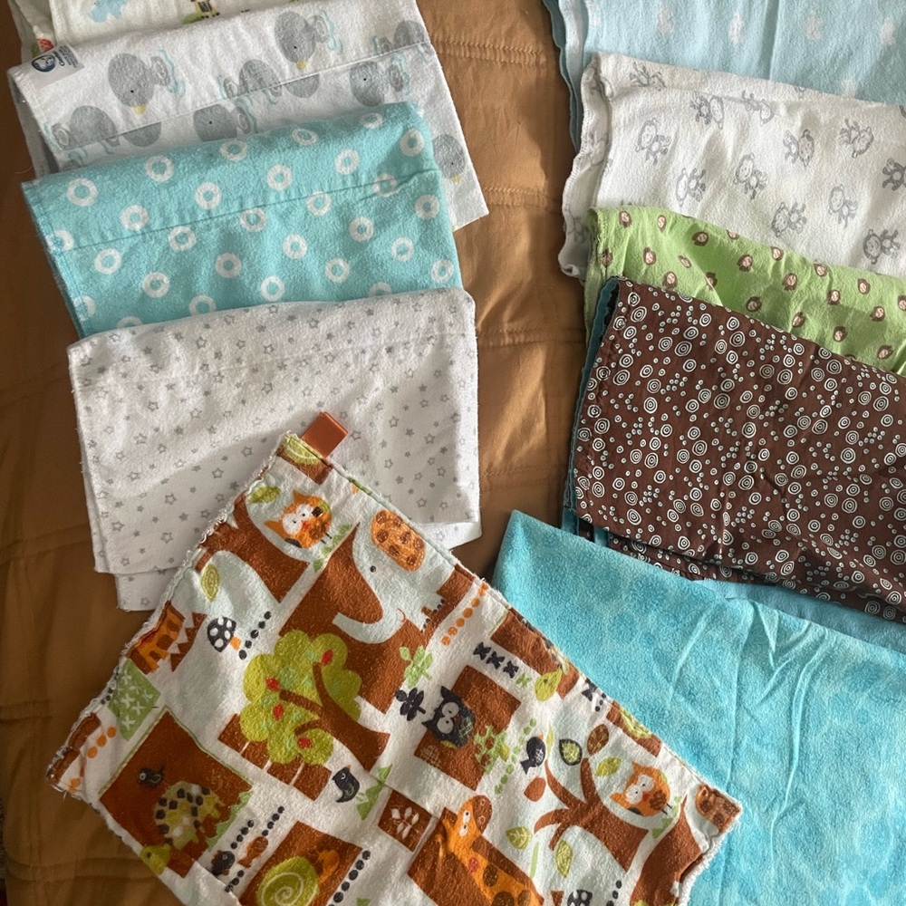 (10) Colorful Baby Burp Cloth Set